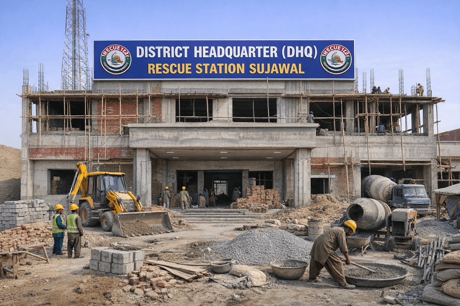 Construction District Headquarter (DHQ) Rescue 1122 Station Sujawal